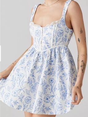 Maisie For Love & Lemons Floral Linen Mini Dress